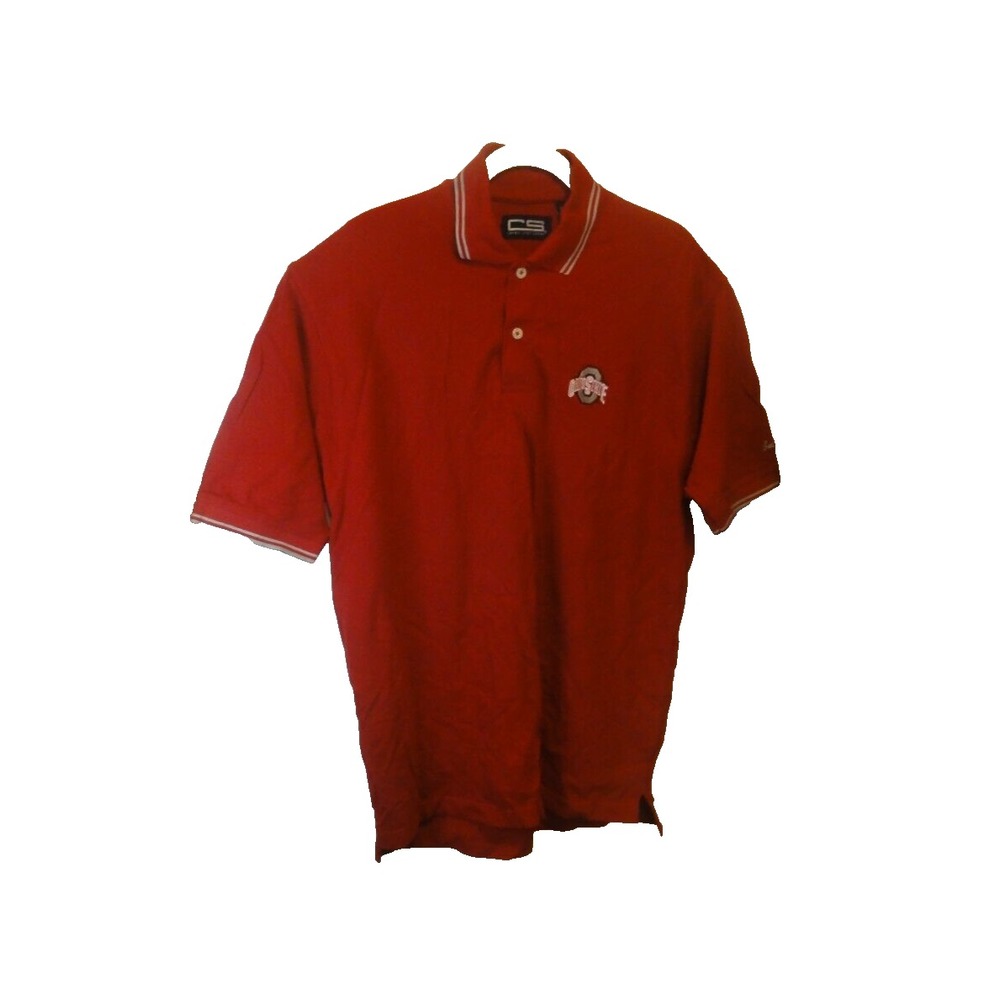 Ohio State Buckeyes Red Polo Shirt – Men's Medium 2 Button, Short Sleeve Cotton